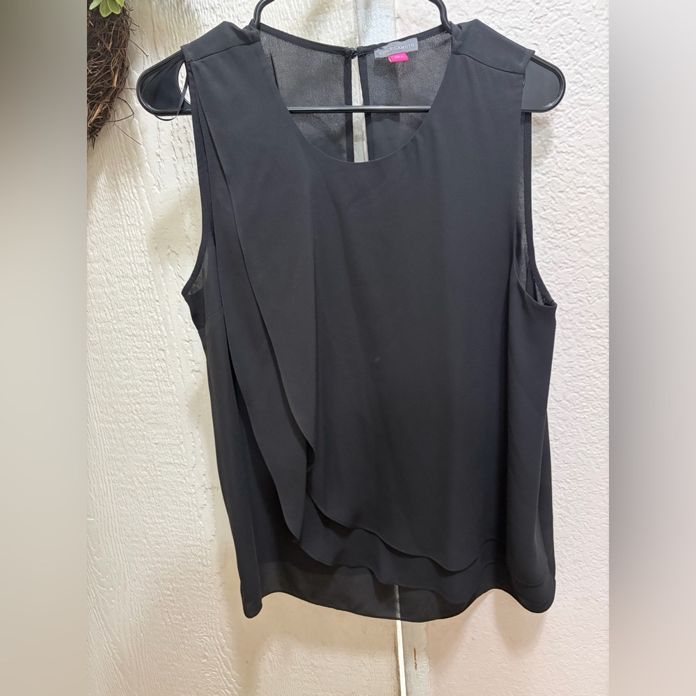 Vince Camuto Women’s Sheer Black Layered Blouse